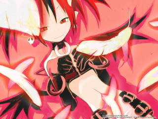 Red haired girl pink umbrella - white letter free wallpaper