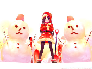 Girl snowmen shovel christmas santa - net art free wallpaper