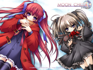 Anime girls red coats bows - a blue ribbon free wallpaper
