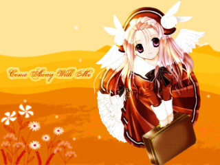 Angel girl with wings suitcase - a cartoon picture of a girl free wallpaper