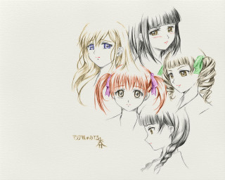 Anime girls colorful hair blush - different hair color free wallpaper