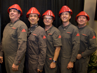 Men red hard hats gray - david g. sorensen free wallpaper