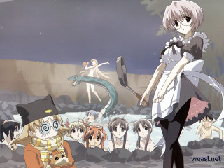 Anime girls pond cat dog - a pond of water free wallpaper