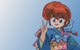 Ranma chan braid kimono blue - a peace free wallpaper