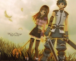 Andor basch anime couple field - a field of grass free wallpaper for desktop