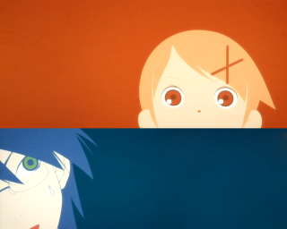 Cartoon cross characters red background - his forehead free wallpaper