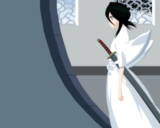 Woman white dress sword window - a window behind her free wallpaper