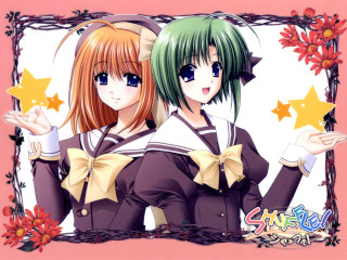 Green hair anime girls stars - their hand free wallpaper for desktop