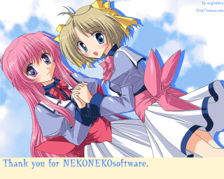 Neko kosotro anime hug sky - a sky background behind them free wallpaper