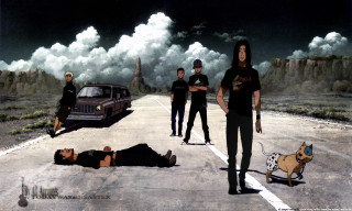 Group people road car dog - a road next free wallpaper