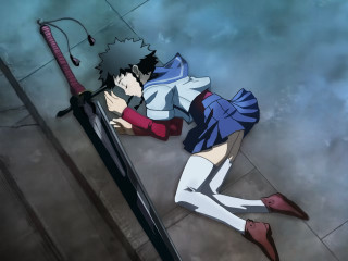 Woman blue dress red bat - a red umbrella free wallpaper