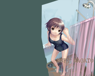 Cartoon girl bathing suit toilet - rendered free wallpaper