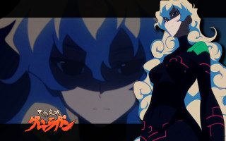 Blue hair yandere nia teppelin - a black outfit free wallpaper for desktop