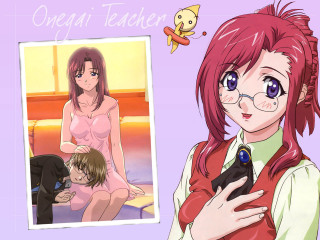Woman glasses red hair black - free anime wallpaper