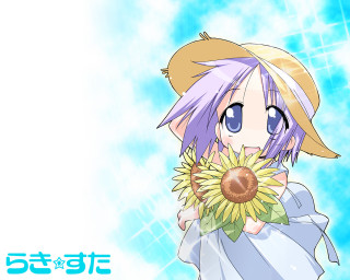 Girl flower sky anime hat - a girl holding free wallpaper