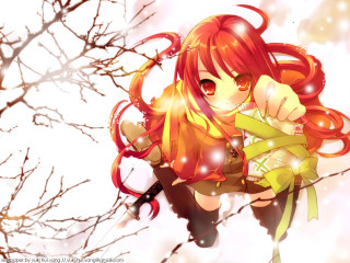 Red haired girl on tree - long red hair free wallpaper