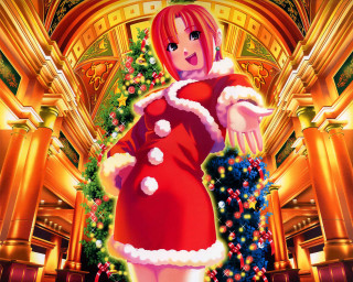 Santa woman christmas tree lobby - manga and anime 1 9 9 9 free wallpaper
