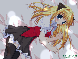 Girl cat ears blowing wind - long hair and a cat ears free wallpaper