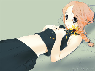 Girl flower braid laying anime - a flower free wallpaper for desktop