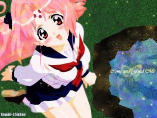 Anime girl pink hair umbrella - space art free wallpaper