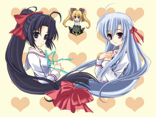 Anime girls long hair bows 2 - long hair and bows free wallpaper