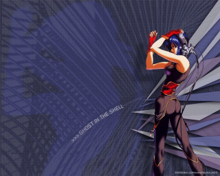 Futuristic woman cyberpunk sword bluebackground - her head and a sword free wallpaper for desktop
