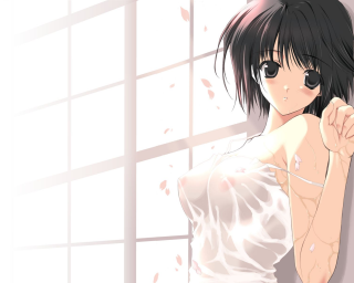 Black haired woman anime blush - a picture in front free wallpaper