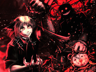 Demon clock gothic anime girls - a cartoon character holding free wallpaper