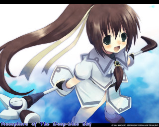 Anime girl sword sky clouds - long hair and a sword free wallpaper