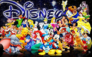 Disney cartoon characters black background - a group of cartoon characters free wallpaper