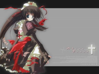 Anime longhair reddress cross blackbackground - anime visual free wallpaper