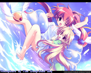 Anime snow characters bird girl 2 - above them free wallpaper