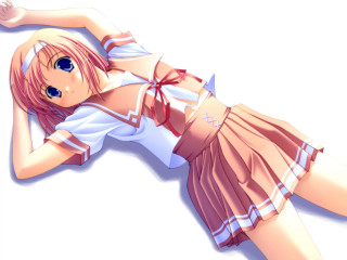 Girl laying schooluniform rayonism yayoi - her arm behind her head free wallpaper