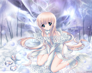 Anime girl snow bunny white - nearby free wallpaper