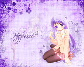 Girl purple flowers portrait sitting - cheerful free wallpaper for desktop