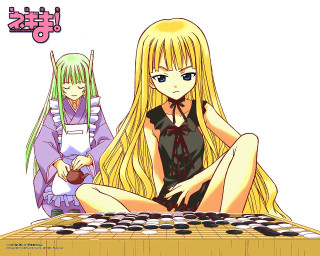 Girl piano kimono blonde green - a piano free wallpaper