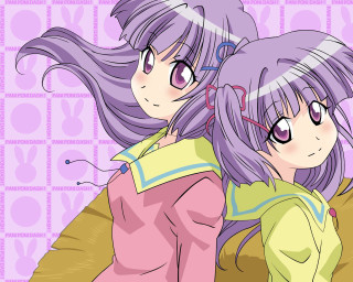 Purple hair anime girls hugging 2 - two anime girl free wallpaper