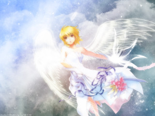 Blonde girl white dress angel 2 - a white dress holding free wallpaper