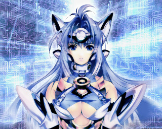 Futuristic woman cybernetics blue eyes - a futuristic outfit free wallpaper