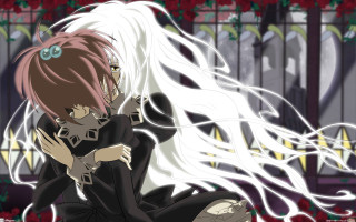 White haired gothic girl flower - a white hair free wallpaper