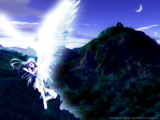 Fairy wings mountain castle moon - a fairy free wallpaper