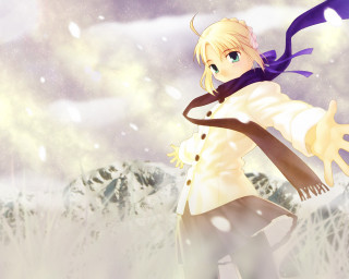 Snowy winter neo romantic portrait - ufotable free wallpaper for desktop
