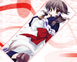 Anime girl red bow dog - a red ribbon free wallpaper for desktop