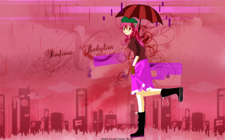 Girl pink umbrella rain anime - a umbrella free wallpaper