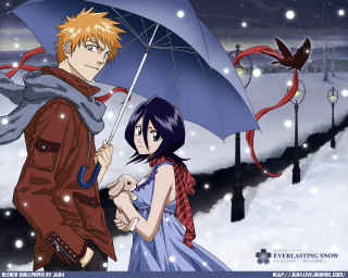 Man woman umbrella snow bird - free hearts wallpaper