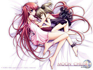 Moon child gothic anime girls - their back free wallpaper