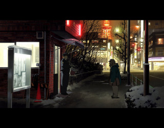 Night cityscape aya goda magic - the sidewalk free wallpaper