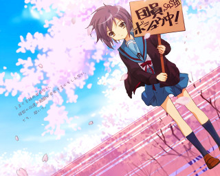 Girl sign pink flowers anime - more free wallpaper