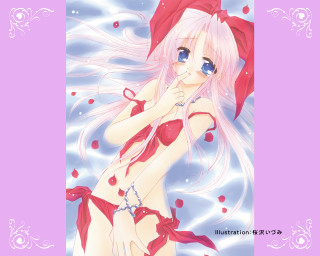 Girl bikini red hat anime - a red hat free wallpaper