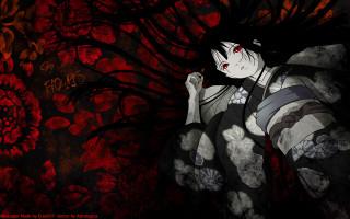 Gothic anime woman redeyes flower - flower free wallpaper for desktop